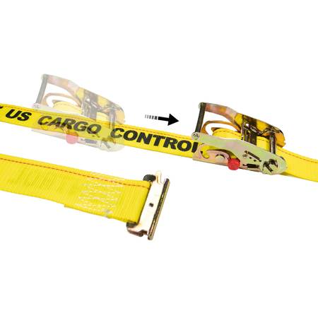 US CARGO CONTROL 2" x 12' Yellow Sliding E Track Ratchet Strap w/ Spring E-Fittings SLIDE12SEF-Y